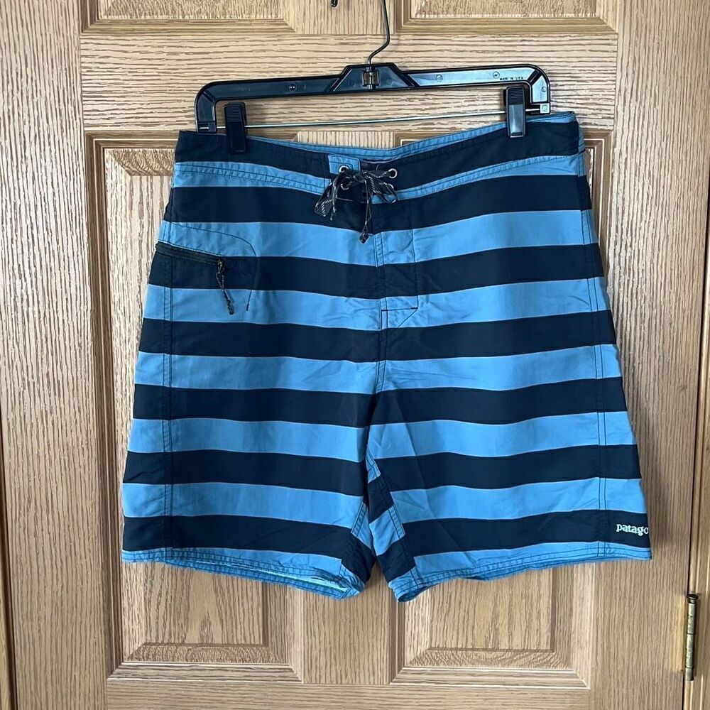 Patagonia Blue Striped Swim Shorts Size 33